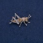 Grasshopper Brooch Silver-Tone Metal with Black and Yellow Rhinestones 42x26mm +