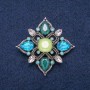 Flower Brooch, Silver-Tone Metal with Rhinestones, 44x44mm