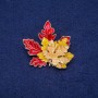 Leaves Enamel Brooch 44x46mm, Gold-Tone Metal