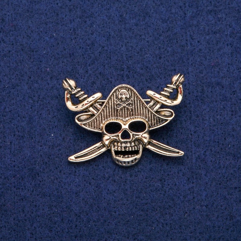 Pirate Brooch 29x39mm, Gold-Tone Metal