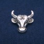 Bull Head Brooch, Silver-tone Metal, 34x35mm