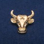 Bull Head Brooch, Gold-tone Metal, 34x35mm