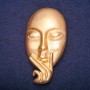 Accent Mask Brooch, Gold-Tone Metal 39x73mm