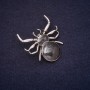 Spider Brooch, Rhinestones, Black Enamel, Silver-Tone Metal, 40x40mm