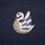 Swan Brooch, White-Blue Enamel, Gold-tone Metal, 30x28mm