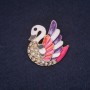 Swan Brooch, Multicolour Enamel, Gold-Tone Metal, 30x28mm