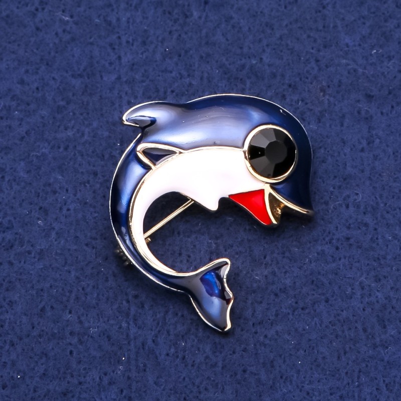Blue Orca Brooch 37x38mm