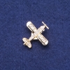 Aeroplane Brooch with Rhinestones Gold-Tone Metal 28x28mm