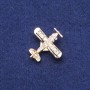 Aeroplane Brooch with Rhinestones Gold-Tone Metal 28x28mm