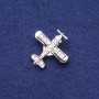 Aeroplane Brooch with Rhinestones Silver-Tone Metal 28x28mm