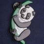 Panda Brooch, Plastic, White Black Green, 74x40mm