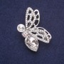 Butterfly Brooch with Rhinestones and White Stones, 45x29mm, Silver-Tone Metal