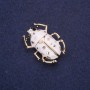 Beetle Brooch White Enamel & Abalone 33x24mm Yellow Metal