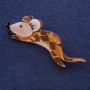 Mother-of-Pearl Mouse Brooch 75x24mm Grey Metal