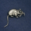 Rat Brooch 37x37mm White Metal
