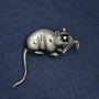 Rat Brooch 37x37mm White Metal