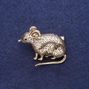 Rat Brooch 38x30mm Yellow Metal