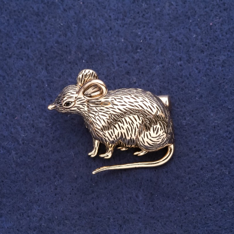 Rat Brooch 38x30mm Yellow Metal