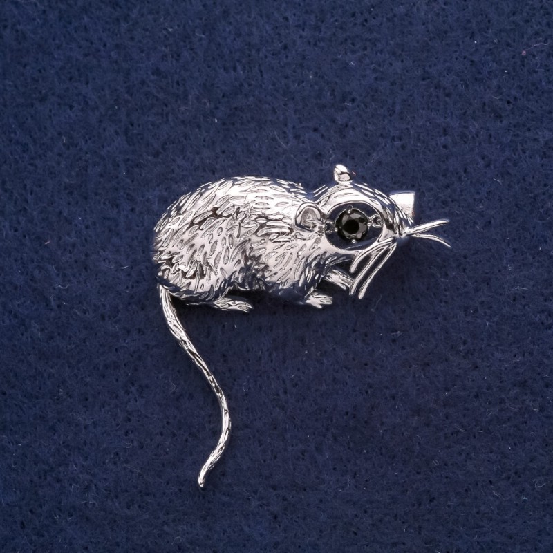 Rat Brooch 37x37mm Grey Metal