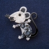 Mother-of-Pearl Mouse Brooch, Grey Metal, 52x48mm