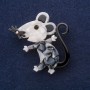 Mother-of-Pearl Mouse Brooch, Grey Metal, 52x48mm