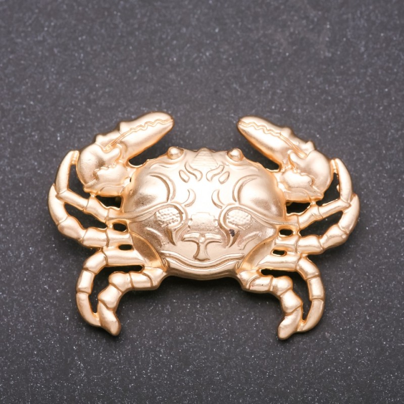 Royal Crab Brooch, Yellow Metal, 54x38mm