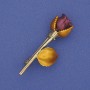 Rose Brooch Burgundy and Yellow Enamel Gold-Tone Metal 42x16mm