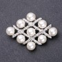 Pearl Rhombus Brooch “White Silver” Metal Colour 40x58mm