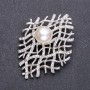 Pearl Brooch “White Silver” Metal Colour 60x45mm