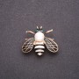 Butterfly Brooch, White and Black Enamel 33x28mm, Yellow Metal