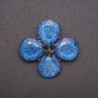 Four-Leaf Clover Brooch with Blue Aquarium Effect, Grey Metal, 37x45mm
