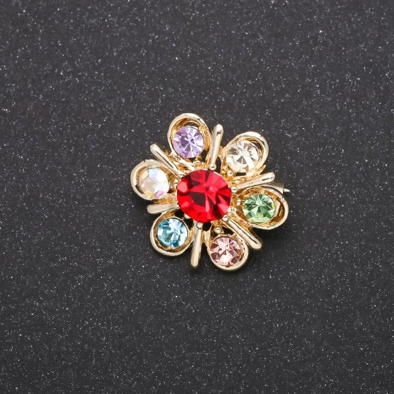 "Accent" Series Brooch, Multicolour, Yellow Metal, 18mm