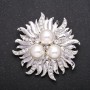 Pearl Flower Brooch, White Silver Colour, 50mm