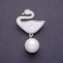 "Swan" Brooch, Silver-Tone Metal