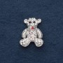"Teddy Bear" Brooch, 3x2cm, Grey Metal, Chameleon Rhinestones