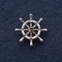 Ship's Wheel Brooch, 3cm diameter, grey metal
