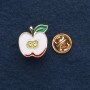 Apple Screw-Back Brooch 1.5x2cm, yellow metal