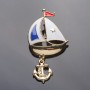 Sailboat Brooch Coloured Enamel 6x3cm
