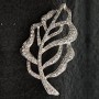 (35/60mm) Light Metal Leaf Brooch with Rhinestones