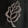 (35/60mm) Drip-Silver Metal Leaf Brooch with Rhinestones