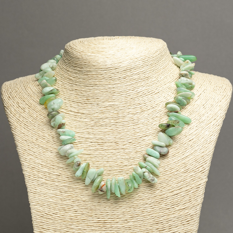 Chrysoprase Necklace, "Needle" Chip Beads, Diameter 15x5mm+-, Length 45cm+