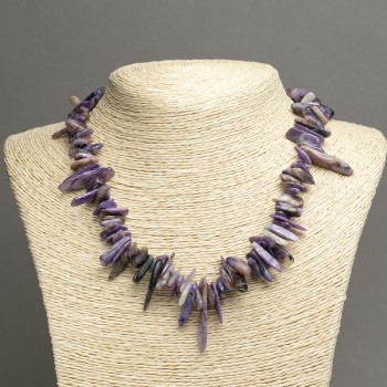 Charoite Necklace, "Needle" Chip Beads, Diameter 15x3mm+-, Length 45cm+