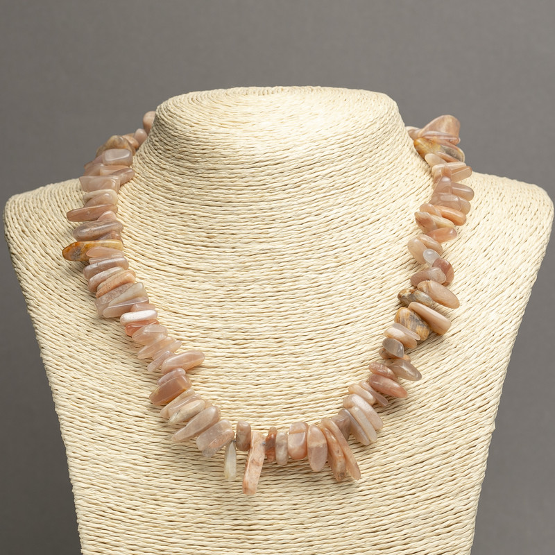 Selenite Necklace, "Needle" Chip Beads, Diameter 15x5mm+-, Length 45cm+