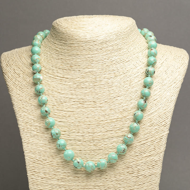 Imperial Jasper Necklace, Light Green (Pressed), Smooth Round Beads, Diameter 10mm+-, Length 45cm+