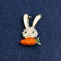 Bunny Brooch, Gold-Tone Metal, Rhinestones & Enamel, 33x19mm +