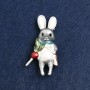 Bunny Brooch, Gold-Tone Metal & Enamel, 50x26mm +