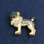 Bulldog Brooch, Silver-Tone Metal, Rhinestones & Enamel, 35x42mm +