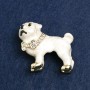 Bulldog Brooch, Gold-Tone Metal, Rhinestones & Enamel, 35x42mm +