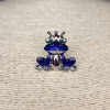 Frog Brooch, Silver-Tone Metal, Rhinestones and Enamel, 30mm +