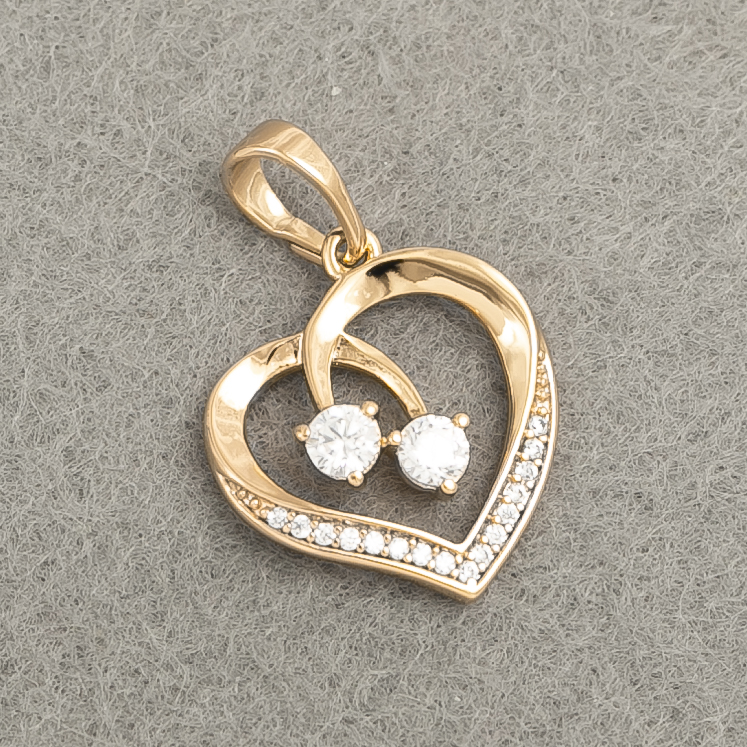 Xuping Pendant 18K Gold Plating Heart with White Rhinestones, diameter 22x15mm +